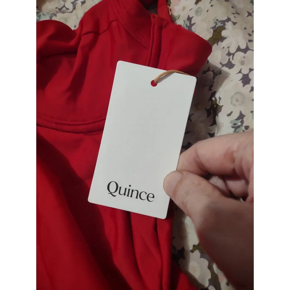 Quince Red Italian Underwire One-Piece Swimsuit S Adjustable Straps